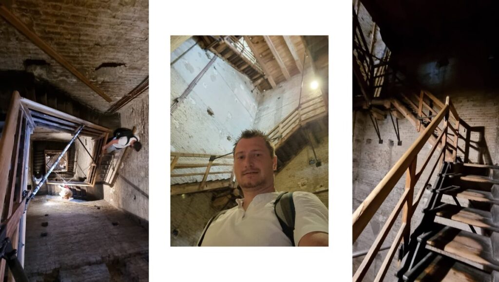 Schody wewnątrz Wieży Asinelli